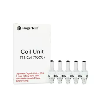 5pc TOCC (Organic Cotton Coil) For KangerTech T3S & MT3S Bottom Coil Clearomizers