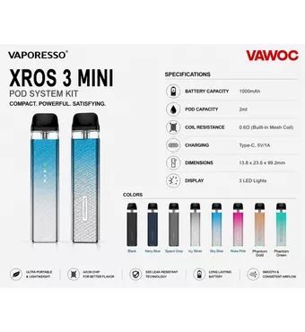 Vaporesso XROS 3 Mini Pod System Kit 1000mAh 2ml